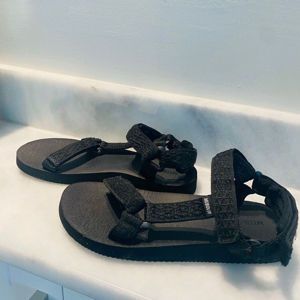 Muboliy Textured Strap Quick Drying Hiking Water Sports Sandals Black Size 40